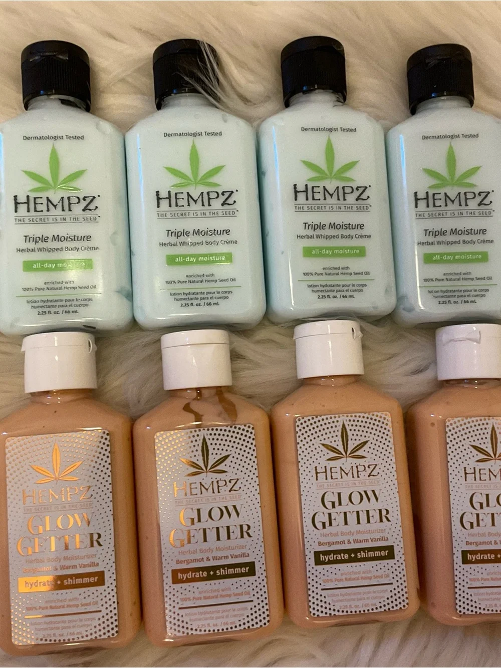 HEMPZ Triple Moisture & Glow Getter - Bundle of 8 Travel Size Bottles - New